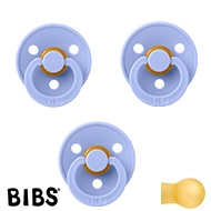 BIBS Colour Schnuller mit Namen, Gr. 2, 3 Hush, Rund Latex, 3'er Pack